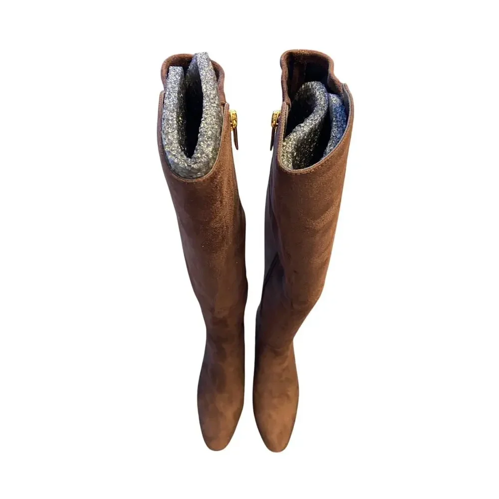 Michael Kors Braden Mid Boots Block Heel Faux Suede Going Out Fall Festival 5.5M